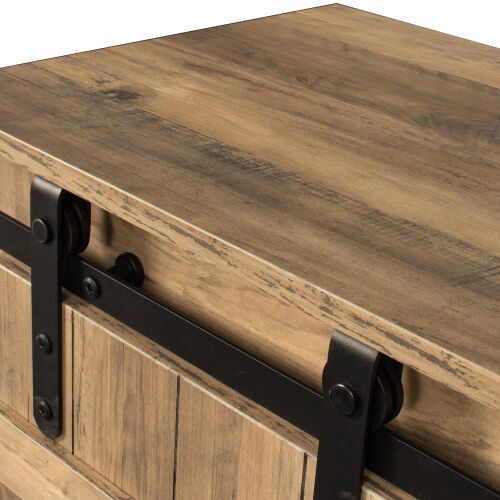 Farmhouse Sliding Barn Door TV Stand for TV up to 65 Inch,Oak