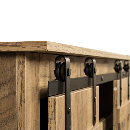 Farmhouse Sliding Barn Door TV Stand for TV up to 65 Inch,Oak