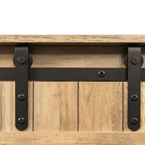 Farmhouse Sliding Barn Door TV Stand for TV up to 65 Inch,Oak