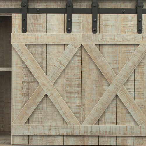 Farmhouse Sliding Barn Door TV Stand for TV up to 65 Inch,Gray