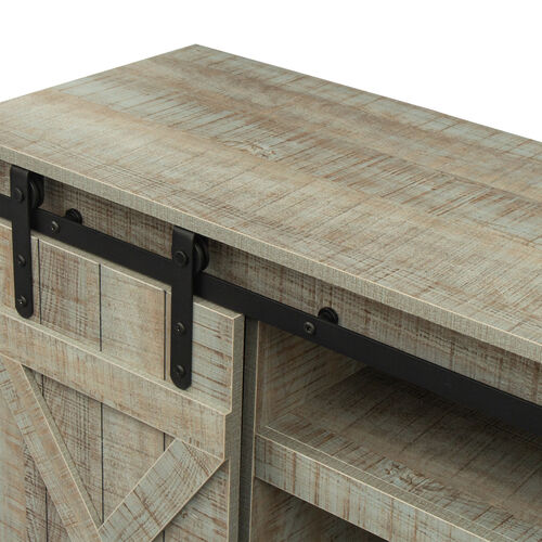 Farmhouse Sliding Barn Door TV Stand for TV up to 65 Inch,Gray