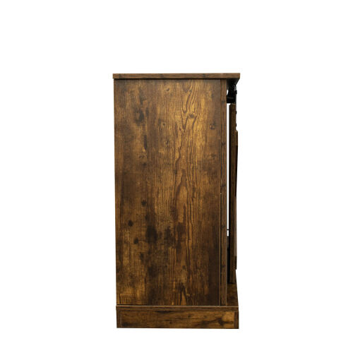 Farmhouse Sliding Barn Door TV Stand for TV up to 65 Inch,Rustic Dark Oak