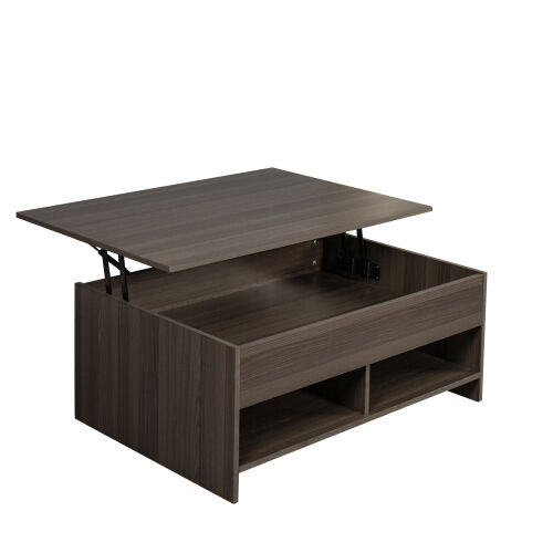 Lift Top Coffee Table w/Hidden Storage & 2 Open Shelves for Living Room Reception Room Office