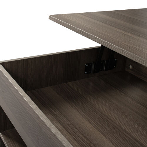 Lift Top Coffee Table w/Hidden Storage & 2 Open Shelves for Living Room Reception Room Office