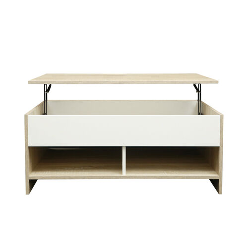 Lift Top Coffee Table w/Hidden Storage & 2 Open Shelves for Living Room Reception Room Office