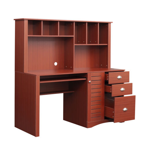 Home Office Computer Desk with Hutch,Teak