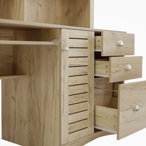 Home Office Computer Desk with Hutch,Antiqued Oak finish