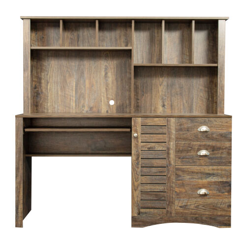 Home Office Computer Desk with Hutch, Antiqued Paint finish
