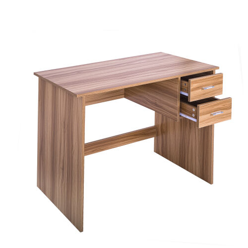 Computer Desk with 2 Pull Out Storage Drawers and Stable Wooden Frame, OAK