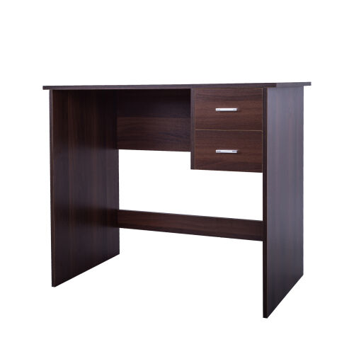 Computer Desk with 2 Pull Out Storage Drawers and Stable Wooden Frame, Walnut