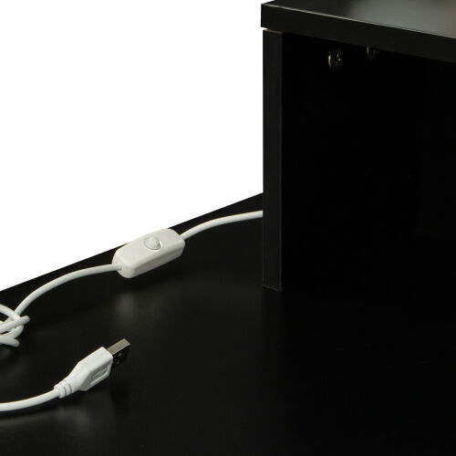 Rectangular Makeup Table with Mirror, Open Shelves ,for Bedroom, Black