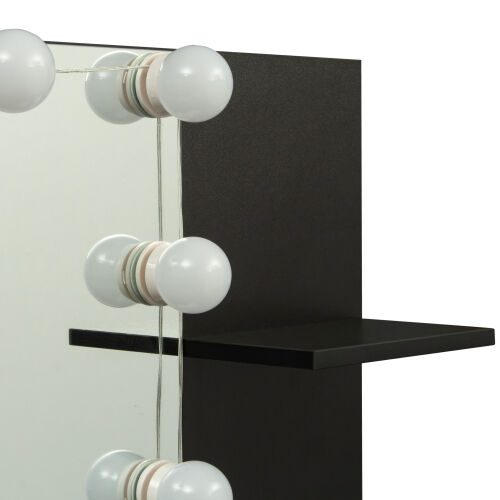 Rectangular Makeup Table with Mirror, Open Shelves ,for Bedroom, Black