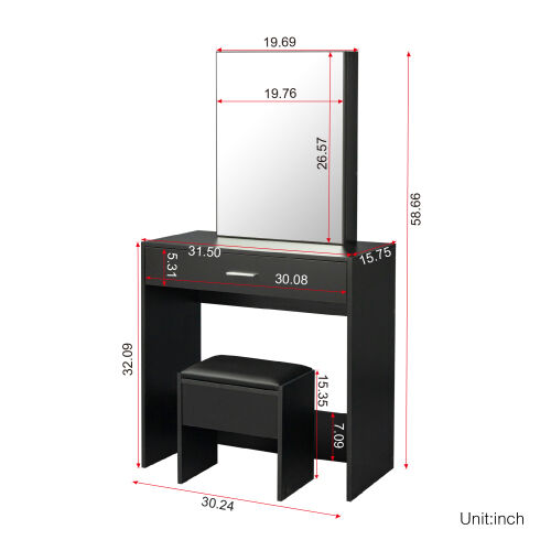 Vanity table set with sliding make up mirror & stool, Bedroom Furniture