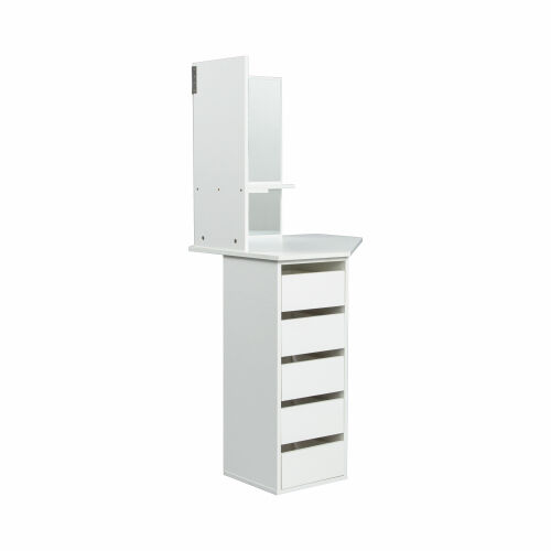 Corner Dressing Table with Three-Fold Mirror and 5 Drawers Wooden  (White)