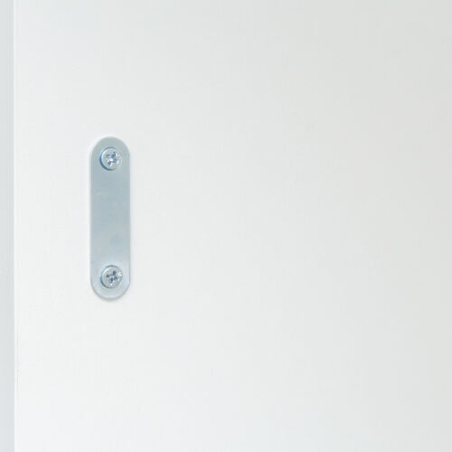 Corner dressing table with three-fold mirror and 5 rotary drawer Wooden (White)