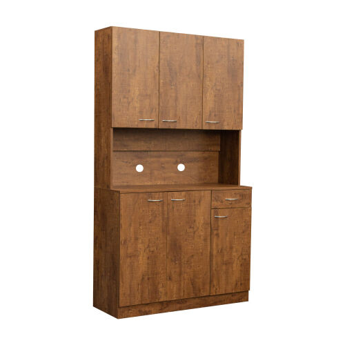 Tall Wardrobe& Kitchen Cabinet, with 6-Doors, 1-Open Shelves and 1-Drawer for bedroom