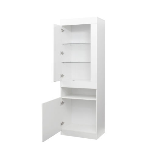 Side cabinet with LED light shelving drawer black side cabinet