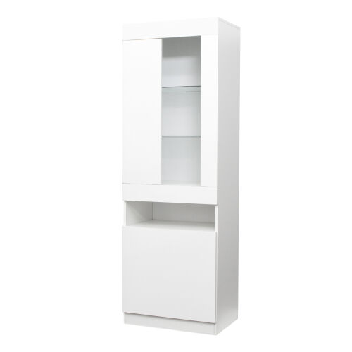 Side cabinet with LED light shelving drawer black side cabinet