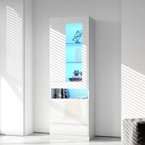 Side cabinet with LED light shelving drawer black side cabinet