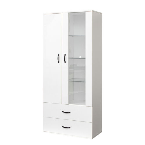 Side cabinet with shelving, drawers, black side cabinet for clothing