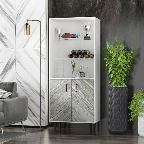Cabinet with 2 Doors &3 open shelves Modern