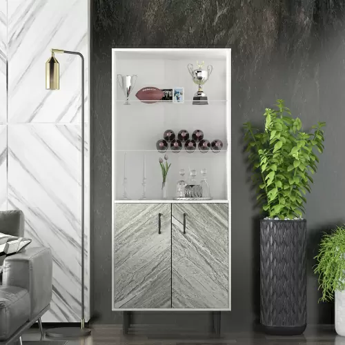 Cabinet with 2 Doors &3 open shelves Modern
