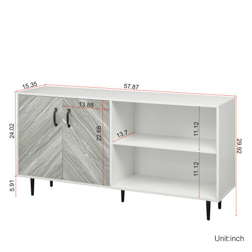 Cabinet with 2 Doors and 3 open shelgves