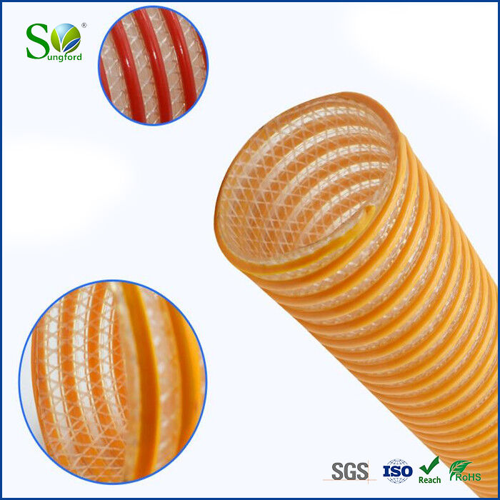 Corrugated Clear Textile&Fabric Braiding Reinforced PVC Suction Hose 