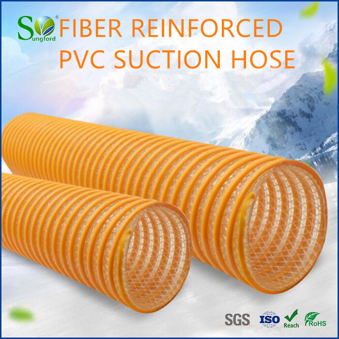 Corrugated Clear Textile&Fabric Braiding Reinforced PVC Suction Hose 