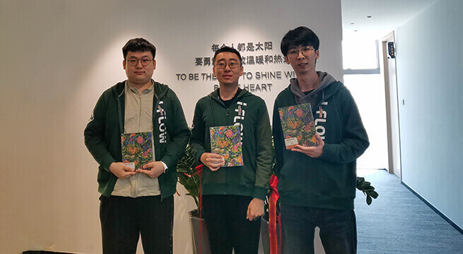 Celebrating The First Anniversary of Joining The Company in Allen,Ethan and Gavin