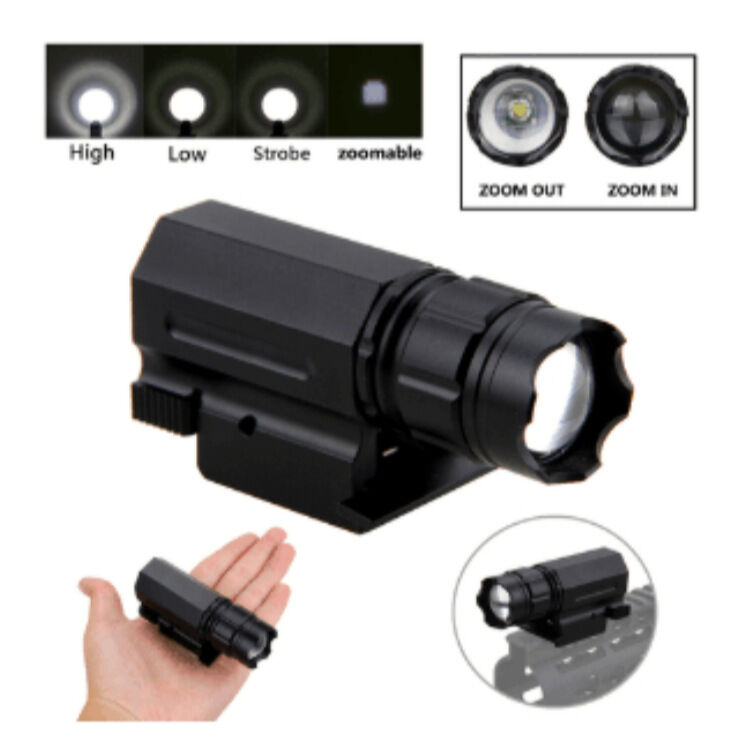  Tactical flashlight Lumens  LED Rail Mount Tactical Gun Flashlight Pistol Light with Quick Release for Hunting,Black