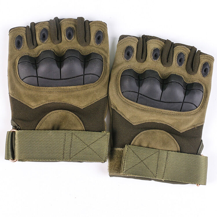 Half finger Hard Protective knuckle Shock Resistant Fingerless Hunting Tactical Leather Motorcycle Gloves For Outdoor Activity