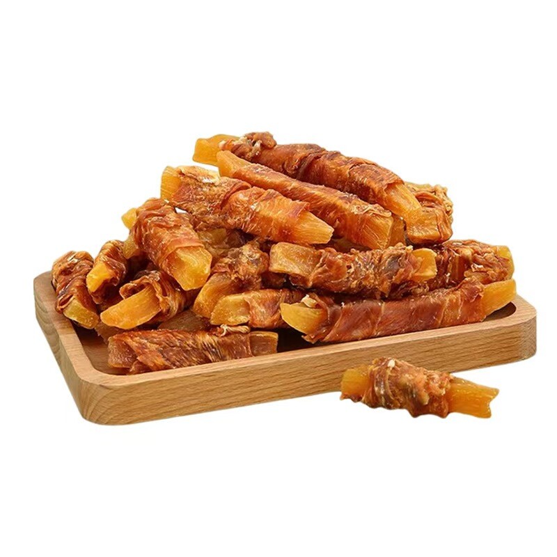 Chicken and duck meat wrapped with sweet potato