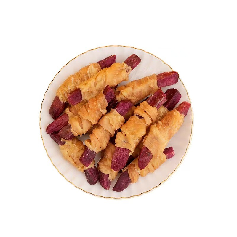 Chicken wrapped purple sweet potato