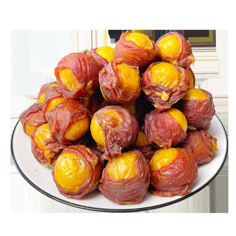 Duck meat wrapped with egg yolk