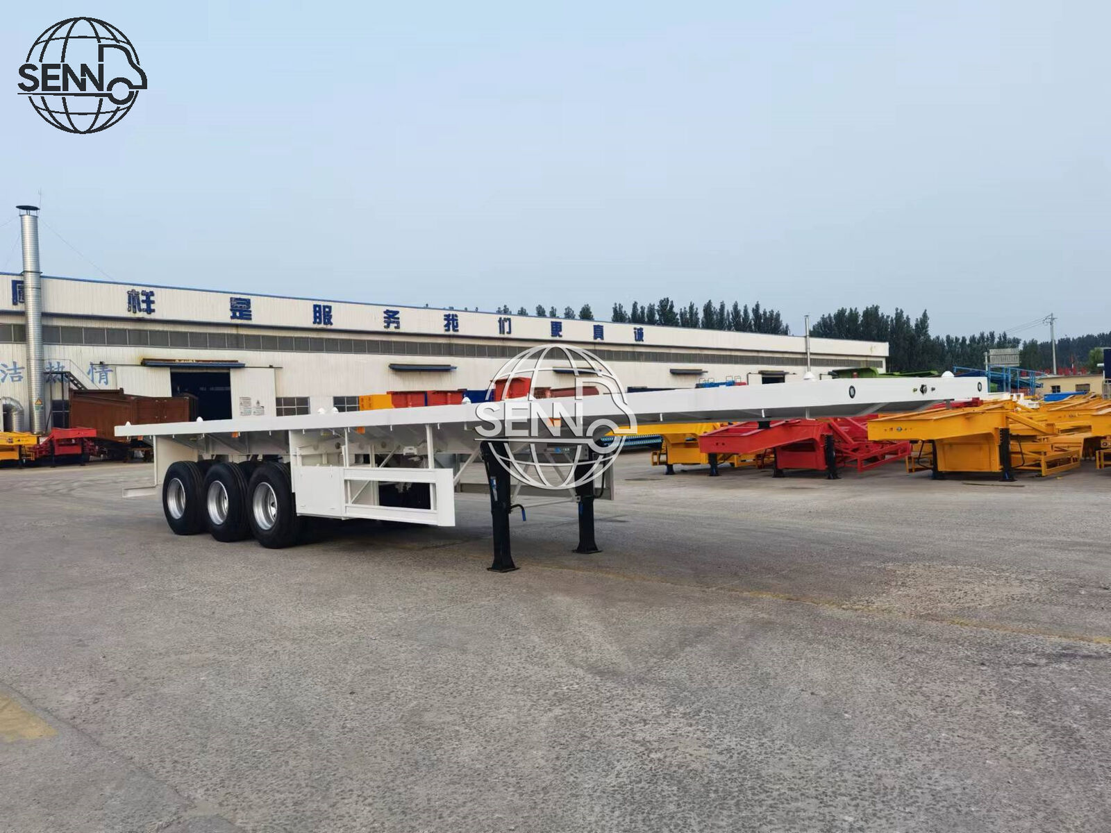 Senno Truck Trailer Flatbed Trailer 3 Axles 50tons 13M Container Carrier 