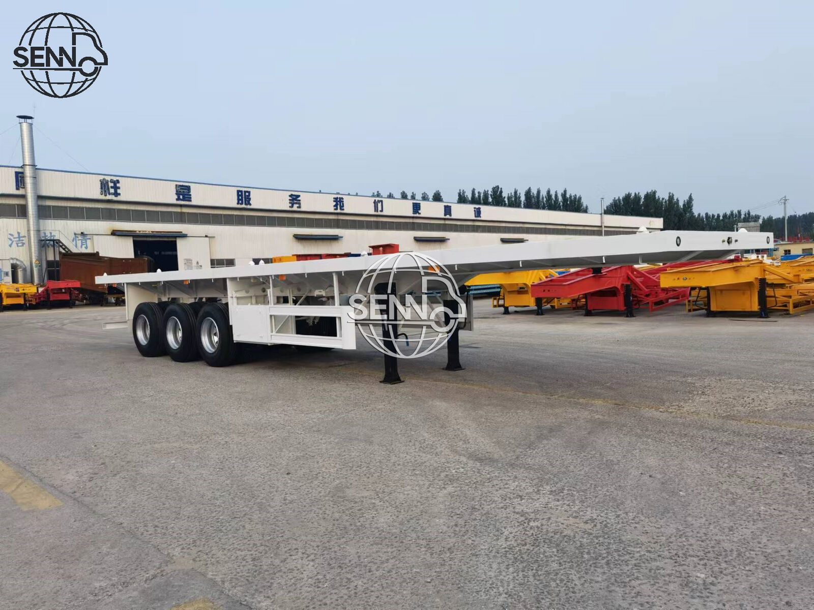 Senno Truck Trailer Flatbed Trailer 3 Axles 50tons 13M Container Carrier 