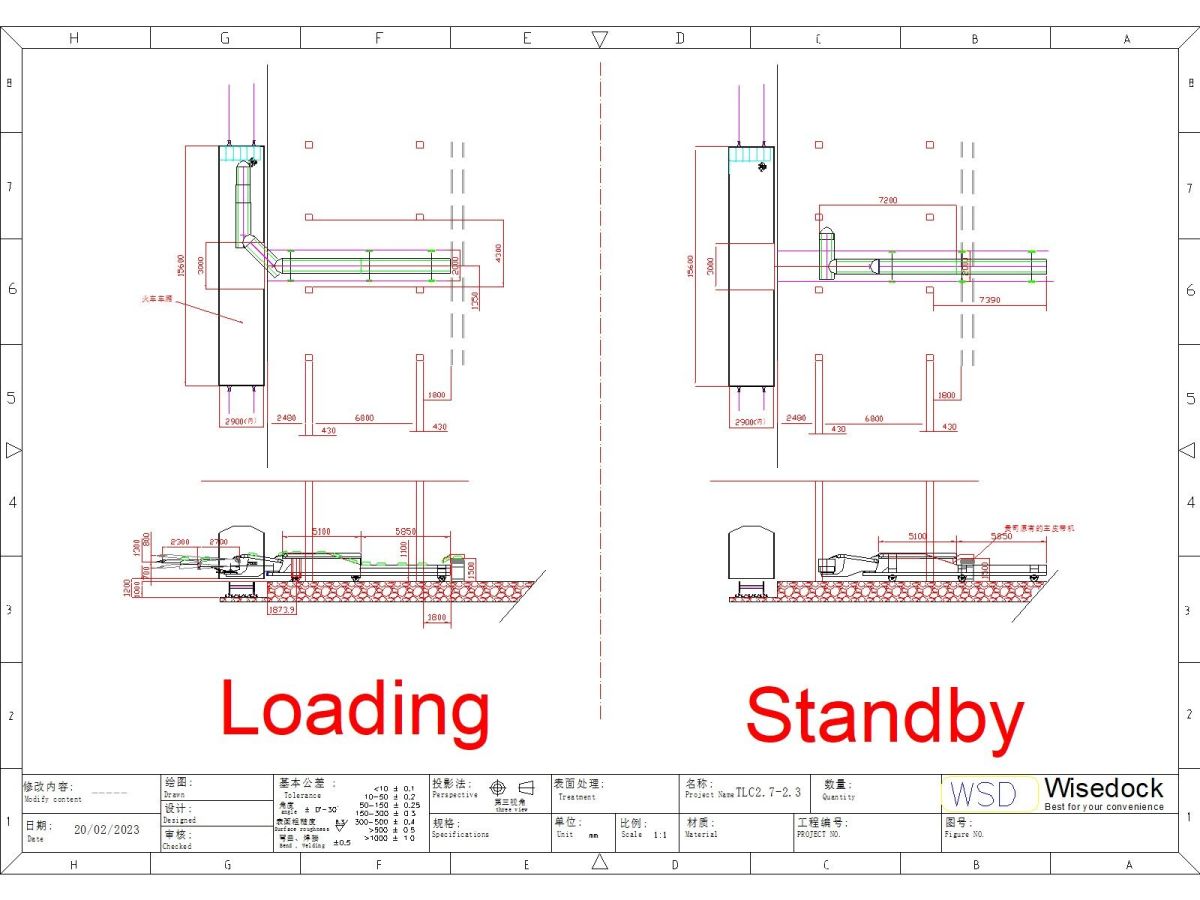 Wisedock train loading conveyor TLC2.7-2.3 drawing Wisedock train loading conveyor TLC2.7-2.3 drawing