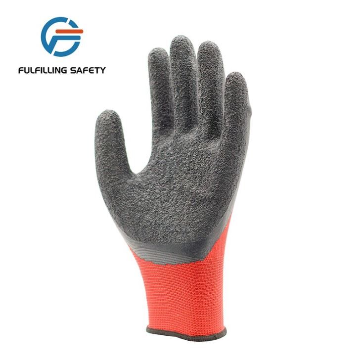 Red Polyester Latex Coated Gloves