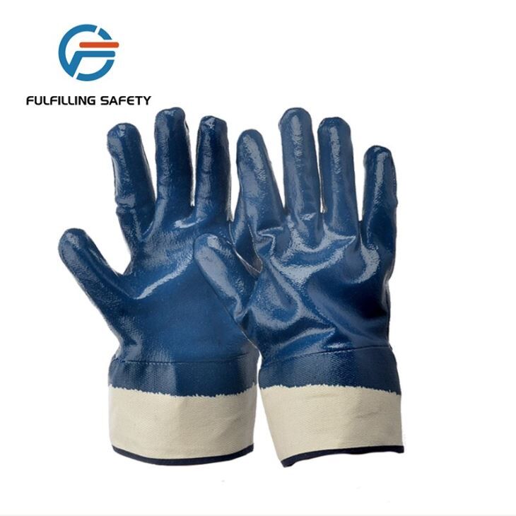 Blue Full Sleeves Nitrile Coated Gloves