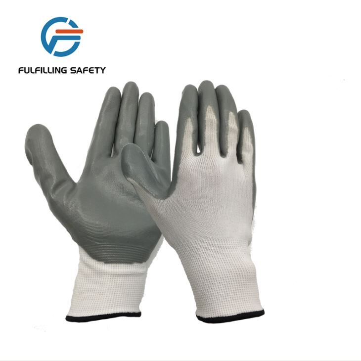 White-gray Nitrile Coated Gloves