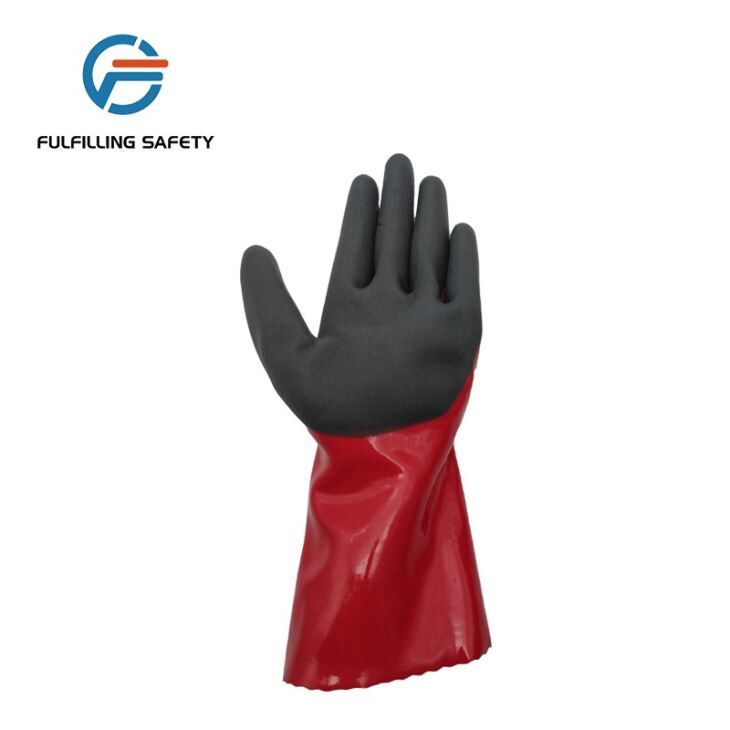 Red-black Double Dipped PVC Gloves