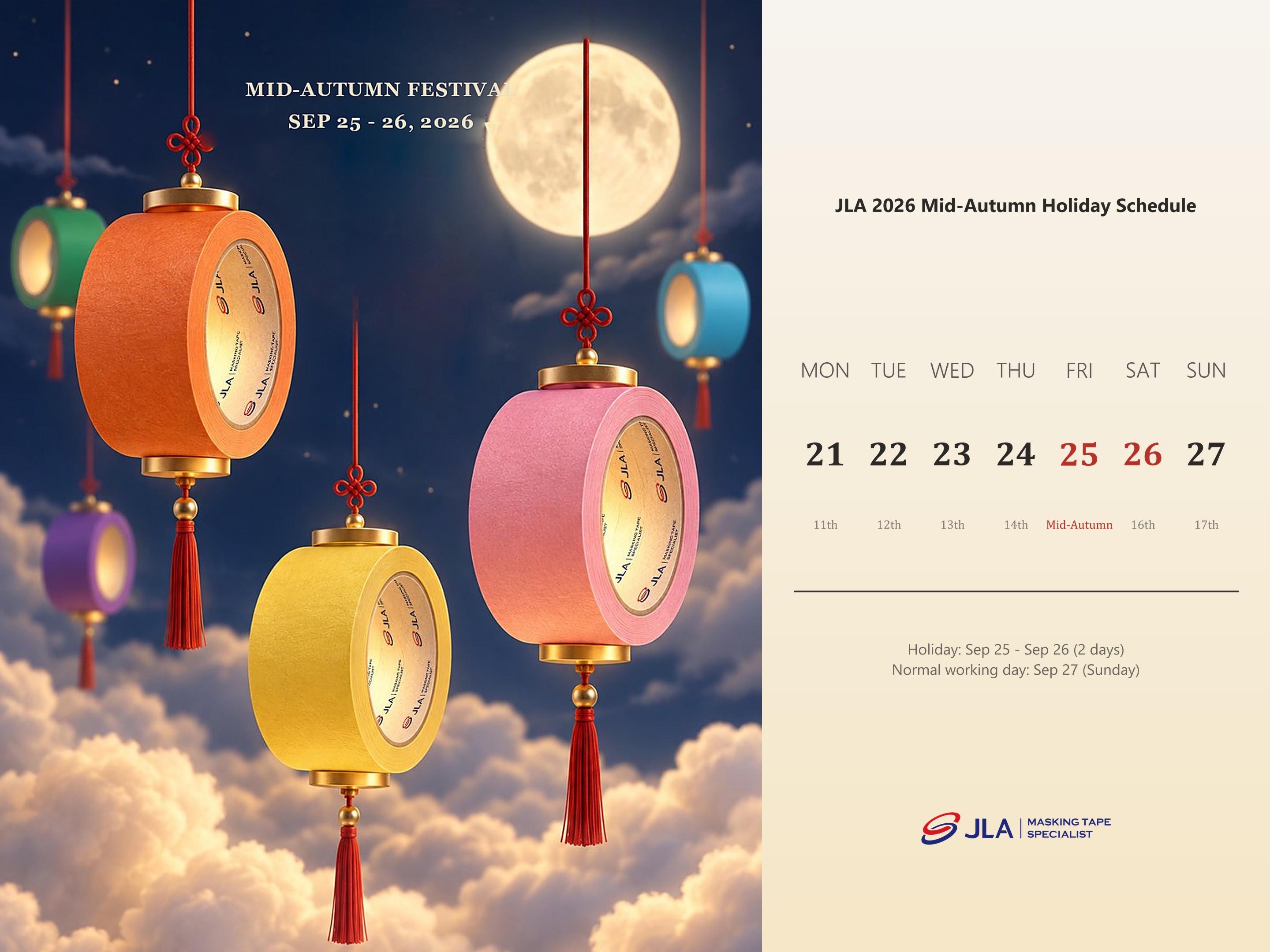 JLA 2026 Mid-Autumn & National Day Holiday Notice