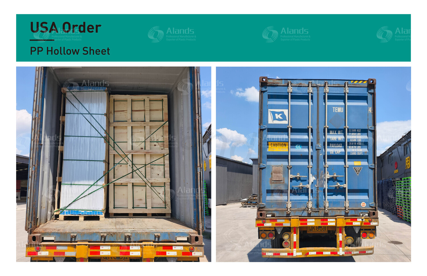 Alands Ships PP Hollow Sheets to the United States