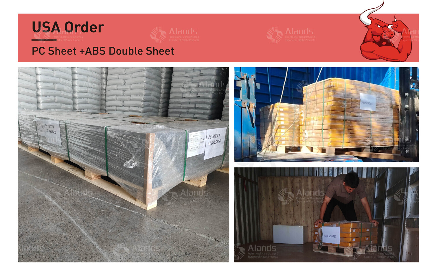 USA Shipment: PC Sheet and ABS Double Sheet Export by Alands