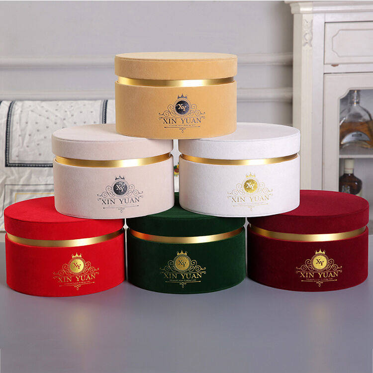 high quality wholesale custom round luxury velvet flower box