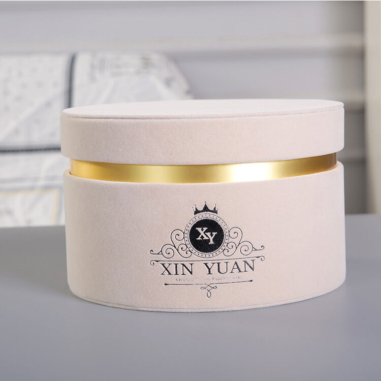 high quality wholesale custom round luxury velvet flower box