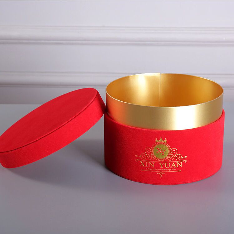high quality wholesale custom round luxury velvet flower box