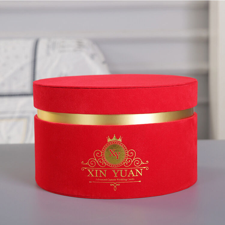 high quality wholesale custom round luxury velvet flower box