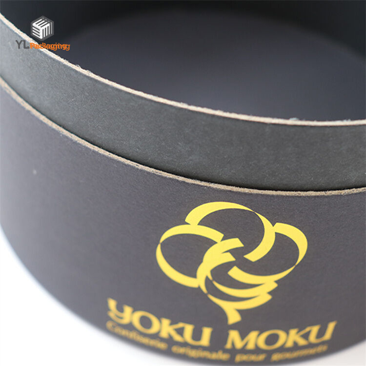 round cardboard boxes with lids front logo